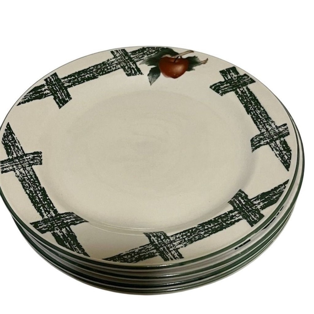Vintage Citation Cades Cove Apple Motif Salad Plates Set of 4 Green